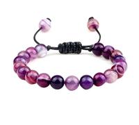 Gualiy Braccialetto in Pietra Viola, Bracciale in Pietra da 8 MM Bracciali Uomo Regolabili 17-30CM
