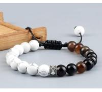 Gualiy Bracciali Uomo con Perline, Bracciale in Agata Turchese da 8 MM Braccialetto Donna Regolabile 17-30CM