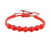 Gualiy Bracciali Uomo in Pietra, Bracciale Intrecciato in Pietra Rossa da 8 MM Bracciale Perline 19-35CM