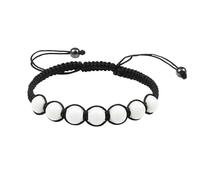 Gualiy Bracciali Uomo Perline, Bracciale Intrecciato con Pietra Bianca da 8 MM Bracciale Perline 19-29CM