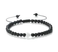 Gualiy Bracciali Uomo Perline, Roccia Lavica da 4 MM con Cuore Braccialetto Donna Regolabile 17-28CM