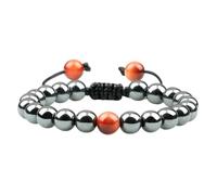 Gualiy Bracciali Uomo Pietre, Bracciale in Ematite con Pietra da 8 MM Bracciali Donna Regolabili 17-30CM