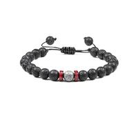 Gualiy Bracciali Uomo Pietre, Bracciale in Pietra Lavica da 8 MM Bracciali Donna Regolabili 19-35CM
