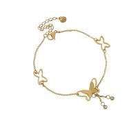 Gualiy Cavigliera Acciaio Inossidabile Oro, Cavigliere Donna con Farfalla e Zircone Cavigliere Bracciale 20+5.5cm