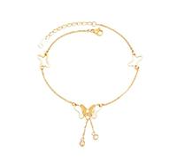 Gualiy Cavigliera Donna Acciaio Inossidabile, Cavigliera Oro con Farfalla e Zircone Cavigliere Gioiello