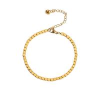 Gualiy Cavigliera Donna Acciaio Inox, Cavigliera Oro Perle Quadrate Cavigliere Gioielli 21+5cm