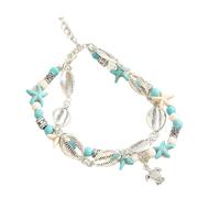 Gualiy Cavigliera Lega Donna, Cavigliere Catena Multistrato con Conchiglia Stella Marina Tartaruga Cavigliere Gioiello 23+7cm