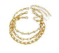 Gualiy Cavigliera Oro, Cavigliere Catena a 3 Strati con Fiore Cavigliera Donna Regolabile 22.5+7cm