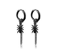 Gualiy Orecchini in Acciaio Inox Uomo, Orecchini Pendenti Uomo, Pendente A Catena E Ragno