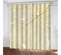 Gualiy Tenda Camera 2 Pezzi, Tende Foglia Spezzata Tende Termica Isolante Oscurante 132x244cm, Giallo Chiaro