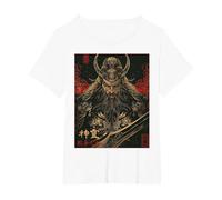 Guan Yu Mitologia Generale della divinità Cinese Maglietta, Donna Plus-Size, Bianco, 2X