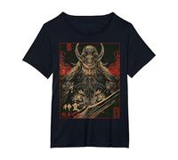 Guan Yu Mitologia Generale della divinità Cinese Maglietta, Donna Plus-Size, Nero, 3X