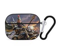 Guan Yu Rides A - Custodia per AirPod Pro per moto, antigraffio, cover rigida in policarbonato con portachiavi, accessorio per AirPod Pro 2°/1° custodia per donne e uomini, stile nero