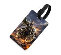 Guan Yu Rides A - Etichette per bagagli da moto, con carta d'identità, etichette resistenti per borse da viaggio, etichette impermeabili per valigie, zaini e custodie da viaggio, stile nero
