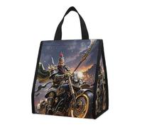 Guan Yu Rides A Motorcycle Insulated Lunch Bag per donne e uomini, borsa della spesa riutilizzabile, grande borsa termica a tenuta stagna, pieghevole, portatile, per lavoro, campeggio, picnic