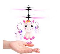 Guanan Mini volantino unicorno con telecomando e cavo USB, unicorno volante con effetto luminoso a LED ed elica, controllata a mano, bambini dai 6 anni in su