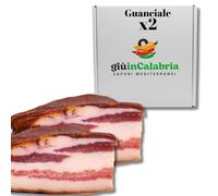 Guanciale Calabrese - 2 Pezzi Interi da 400g con Box Regalo - Prodotti Alimentari Italiani Di Calabria - Salumi Artigianali, Ideale Per Carbonara - Sottovuoto