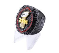 guancrown Anello del trofeo del campionato di calcio fantasy 2024, premio sportivo vincitore FFL Champion Ring, size 11, Zinco, Diamante nero