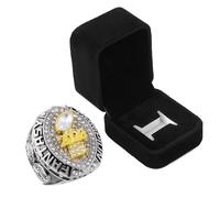 guancrown Anello trofeo campionato di calcio fantasy 2023, premio sportivo MVP vincitore FFL League Champion Ring (pietre color argento trasparente, taglia 11)