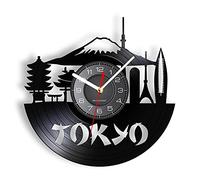 Guang trading 30cm Orologio Vinile Orologio da parete decorativo Tokyo Skyline per ufficio aziendale Japanese Cityscape Vinyl Album riproposto Orologio da record Japan Souvenir