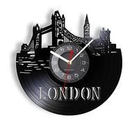 Guang trading 30cm Orologio Vinile Orologio da parete London Skyline Wall Art England London Cityscape Vinyl Record Wall Clock England Big Ben Scenery Travel Gift Clock