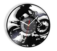 Guang trading 30cm Orologio Vinile Scrambling Dirt Moto da corsa Sport Disco in vinile Shadow Art Orologio da parete Motocross Rider Off Roading Home Decor Orologio appeso