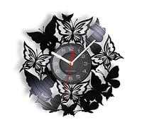 Guang trading Orologio Vinile -30cm Orologio da parete decorativo Orologio con registratore in vinile a forma di farfalla Orologio da appendere con farfalla svolazzante animale inciso al laser