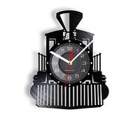 Guang trading Orologio Vinile -30cm Orologio da parete locomotiva a vapore vintage Locomotiva Treno Orologio da parete con disco in vinile Treno espresso Trasporto Ferrovia Decorazione da parete