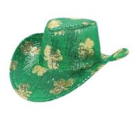 Guangcailun Cappelli da cowboy Cappello da cowboy con paillettes per il giorno di San Patrizio Accessori divertenti per gli amanti delle feste Adatto alla maggior parte delle persone