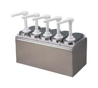 Guangcailun Dosatore per condimenti da 1,4 l, manuale, per commerciale, cucina, sala da pranzo, doppia testa, Cinque teste