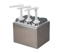 Guangcailun Dosatore per condimenti da 1,4 l, manuale, per commerciale, cucina, sala da pranzo, teste, Tre teste