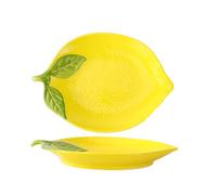 Guangcailun Portaoggetti in ceramica con limone colorato, portaoggetti, lavabile in lavastoviglie, resistente e robusto, cucchiai ceramica resistenti al colore, piatto, Vassoio Di Limone