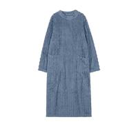 Guangcailun Rannicchiati nella Camicia da Notte Taglie Forti, Calore e Stile in Un Pigiama da Notte Caldo Invernale per Le Donne Camicie da Notte Abito da Donna, Blu, XL(130 cm)