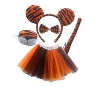 Guangcailun Set di costumi per bambini a tema tigre, include un fiocco per capelli, una coda e un costume da tigre per Halloween e Carnevale. Gli accessori includono fiocco per
