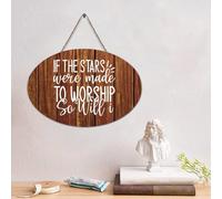 Guangpat Cartello in legno con scritta in inglese "If the Stars were made to worship so will i", 15,2 x 25,4 cm, rustico, cristiano, in legno, decorazione per casa, casa, regalo di inaugurazione della