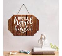 Guangpat Cartello in legno rustico con dedica biblica e scritta in inglese "Hustle Hard Pray Harder Wood Signs 10,2 x 15,2 cm Christian Scripture Farmhouse Wall Art Family Wall Decor for Home Bedroom