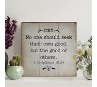 Guangpat Cartello in legno rustico con scritta in lingua inglese "No One Should Seek their Own Good" (lingua italiana non garantita), 30,5 x 30,5 cm, stampa con scritta in lingua inglese "No One