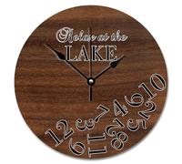 Guangpat Country Wood Grain Cracks Orologio da parete in legno a batteria 25,4 cm Relax at the Lake Clock Facile da leggere Beach House Home Decor per cucina, soggiorno, camera da letto, aula