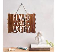 Guangpat Flawed And still Worthy Cartello in legno con scritta in lingua inglese "Gesù Bibbia" (lingua italiana non garantita), decorazione da parete con citazione di Gesù, per soggiorno, camera da
