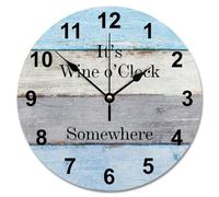Guangpat Grande orologio da parete in legno retrò da pavimento in legno, funzionamento a batteria, 30,5 cm, orologio da qualche parte, silenzioso sole, spiaggia, decorazione per la casa, cucina