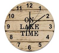 Guangpat Grande orologio da parete rustico con venature del legno, funzionamento a batteria, 38,1 cm, orologio da parete silenzioso sulla spiaggia, casa, decorazione per cucina, camera da letto