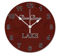 Guangpat Live Love Lake Orologio da parete in legno con venature del legno rosso Orologi da parete a batteria 30,5 cm vintage vacanza spiaggia decorazione lei capanno soggiorno decorazione regalo per
