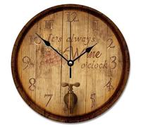 Guangpat Orologio da parete a forma di botte di vino, in legno, funzionamento a batteria, 30,5 cm, silenzioso, decorazione per soggiorno, camera da letto, cucina, regalo di Natale e compleanno
