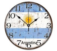 Guangpat Orologio da parete Argentina Bandiera Argentina Paese Città Souvenir Grandi Orologi da Parete in Legno Funzionamento a Batteria 25,4 cm Silenzioso Vintage Fattoria Appeso Orologio Decorazione