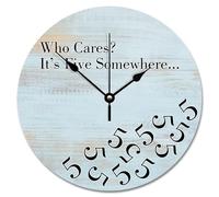 Guangpat Orologio da parete blu con venature del legno blu Orologi da parete in legno a batteria da 10 pollici silenzioso retrò decorazione per casa sulla spiaggia per soggiorno camera da letto cucina