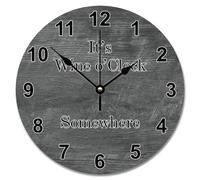 Guangpat Orologio da parete con scritta "It's Wine O'clock Somewhere", da pavimento in legno, 25,4 cm, funzionamento a batteria, decorazione da parete per casa, cucina, ufficio, scuola, bagno