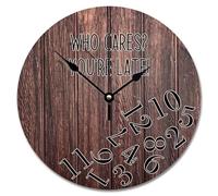 Guangpat Orologio da parete da 25,4 cm antico invecchiato con venature del legno orologi da parete rotondi a batteria Who Cares You're Late Pensionato Decor per soggiorno camera da letto cucina casa