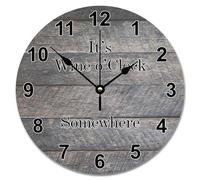 Guangpat Orologio da parete da 25,4 cm, stile vintage, da pavimento, in legno, a batteria, per vino, da qualche parte, silenzioso, decorazione per soggiorno, camera da letto, ufficio, cucina, regalo