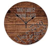 Guangpat Orologio da parete da 30,5 cm, stile country, retrò, con venature in legno, orologio da parete a batteria, con scritta in lingua inglese "Who Cares You're Late Pensioned", decorazione per