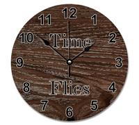 Guangpat Orologio da parete da 30,5 cm, stile country, retrò, resistente alle intemperie, in legno, orologio da parete, funzionamento a batteria, senza ticchettio, decorazione per soggiorno, camera da